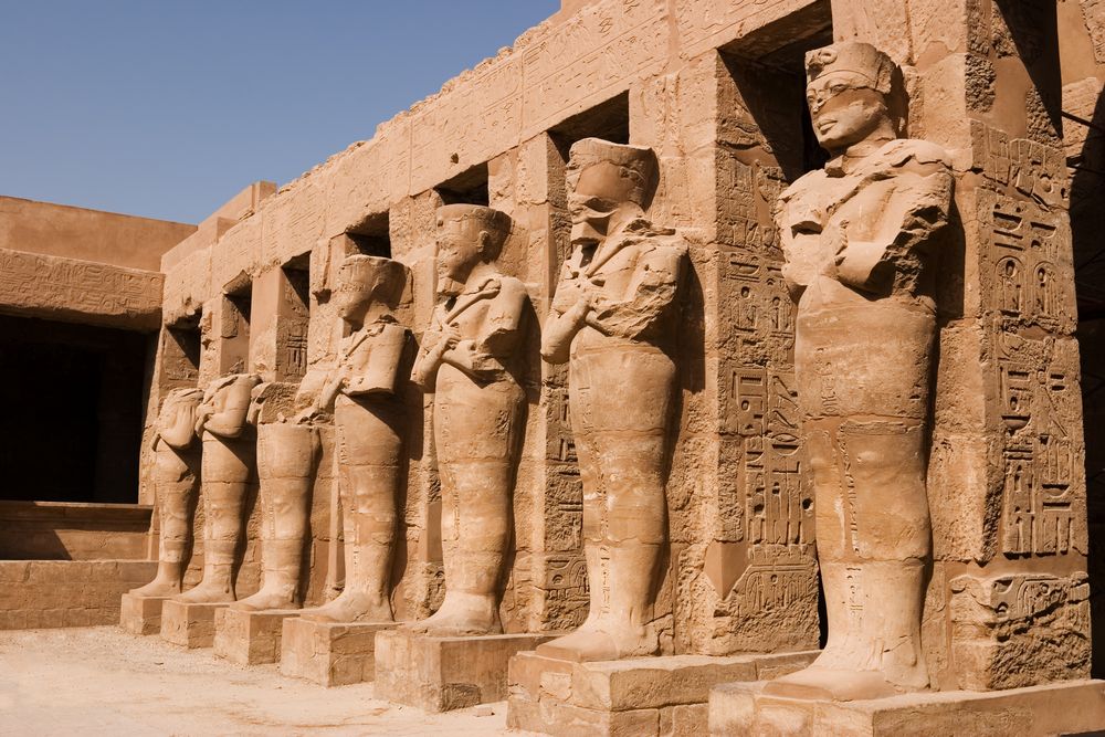 Avenue of Sphinxes leading to the first pylon at Karnak Temple 