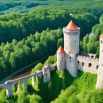 View of Turaida Castle with lush greenery in Sigulda